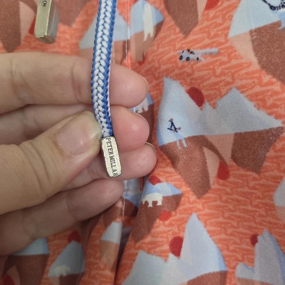 Peter Millar Swim Trunks Mens Large Orange Polar Bear Print Lined Seaside